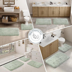Walensee Bath Rug - Non Slip, Soft Microfiber Shaggy Bath Mat (20 x 32, Pale Green) Water Absorbent, Machine Washable, Thick Plush Shower Mat