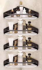 Corner Shower Caddy, 4 Pack Adhesive Bathroom Shelves，Acrylic Shower Shelf Rack, No Drilling Bathroom Organizers and Storage Racks,Black (4 Pack)