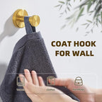 APLusee Brushed Gold Towel Hook for Bathroom, 304 Stainless Steel Round Towel Hanger, Heavy Duty Wall Hook for Kitchen Garage Wall Mounted