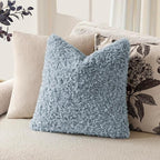 Foindtower 2 Pieces 26x26 Inch Misty Blue,Faux Fur Throw Pillow Cover Accent Sherpa Furry Pillow Covers Fuzzy Soft Pillowcases Cozy Sheepskin Decorative Fleece Cushion Case for Bed Couch Living Room