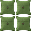 Outdoor Decorative Pillows with Coconut Button Pack of 4, 16" x 16" Outdoor Pillow Set for Couch Bed Throw Patio Sofa, Grass Green