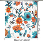 Bohemian Bathroom Curtain Colorful Boho Floral Print Beautiful Bright Polyester Fabric Cloth Shower Curtain for Bathroom Decoration, 72"x72"