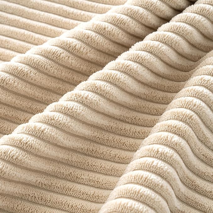 MIULEE Boho Farmhouse Throw Pillow Covers 18x18 Inch Set of 4 Mordern Nordic Cushion Covers Soft Corduroy Home Decor for Couch Bed Sofa Living Room Beige