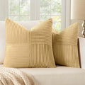 MIULEE Khaki Corduroy Pillow Covers Pack of 2 Boho Decorative Spliced Throw Pillow Covers Soft Solid Couch Pillowcases Cross Patchwork Textured Cushion Covers for Living Room Bed Sofa 20x20 inch