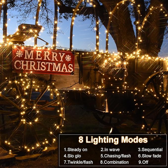 echosari 2 Pack Battery Operated Christmas Lights 16ft Green Wire 50 LED Fairy String Light with Remote, Timer, Dimmable for Xmas Tree Wedding Party Decor (Warm White)