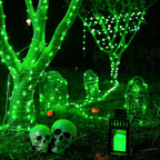JMEXSUSS 2 Pack Green Fairy Lights Battery Operated, Total 200 LED 66ft Twinkle String Lights with Remote, 8 Modes Halloween Lights for Tree Wreath Fireplace Indoor Outdoor Xmas Halloween Decor