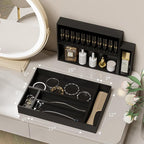 Kitchen Drawer Organizer Bins, Black Bamboo Drawer Organizer Stackable for Silverware, Utensils, Cutlery, Flatware, for Junk Drawer, Dresser, Bathroom, 6" x 3" x 2.5" (Set of 2)