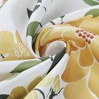 Long Fabric Floral Shower Curtain, Yellow Orange Green Flower Shower Curtains for Bathroom, Waterproof Bathroom Curtains, 72" W x 78" H
