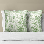 Vintage Floral Throw Pillow Covers 22x22 Inch, Set of 2 Green White Chinoiserie Flowers Square Pillowcases Soft Cotton Cushion Cover for Couch Bed Sofa Car Home Decoration