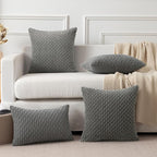 Kevin Textile Pack of 2 Corduroy Decorative Throw Pillow Covers 22x22 Inch Soft Boho Striped Pillow Covers Modern Farmhouse Home Decor for Spring Sofa Living Room Couch Bed Dark Grey