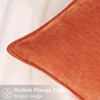 decorUhome Fall Couch Throw Pillow Covers 26x26 Set of 2, Decorative Soft Euro Neutral Chenille Pillow Covers with Elegant Design for Sofa Bed Living Room Home Decor, Rust