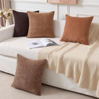 Kevin Textile Decorative Pillow Covers Set of 2 Striped Plush Corduroy Pillows Pillowcases Boho Home Decor Cushion Covers for Couch Sofa Bed Living Room 20x20 Inch, Coffee