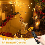 Ollny 35FT Solar Patio Lights, Waterproof Remote Control Dimmable Timers 3Modes Outdoor Light with 15 LED + 1 Spare Shatterproof Bulb, G40 String Lights for Outside Camping Backyard Tree Bistro