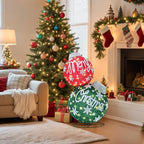 Large Lighted Christmas Ball Ornaments,35Inch 3D Pre-Lit LED Holiday Decor with Base for Outdoor Yard, Garden,Patio-Festive Glow (Red/Green)