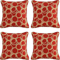Outdoor Decorative Pillows Pack of 4, 16" x 16" Outdoor Pillow Set for Couch Bed Throw Patio Sofa, Circle Red