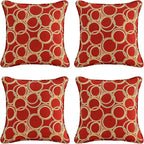 Outdoor Decorative Pillows Pack of 4, 18" x 18" Outdoor Pillow Set for Couch Bed Throw Patio Sofa, Circle Red