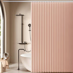 Jubilantex Folding Linen Shower Curtain for Bathroom Pink Waterproof Shower Curtain 1 Panel with 14 Metal Grommets and 1 Tie Back for Hotel,70"x70"