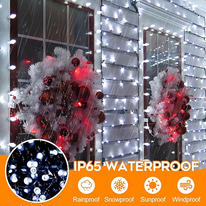 Extra Long 264Ft 800 LED Christmas Lights with Timer, Green Wire Fairy Starry String Lights Plug in, 8 Modes and Memory, forIndoor Outdoor Xmas Tree Wedding Party Decoration,Cool White