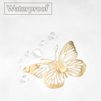 Jubilantex White Gold Butterfly Shower Curtain for Bathroom Farmhouse Waterproof Bathroom Decorative Rustic Kids Shower Curtain with 12 Rust Proof Grommets for Spa Hotel, 70x76 Inches