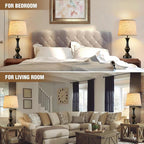 Upgraded Touch Table Lamps Set of 2, 22" Tall Bedside Lamps with USB C+A Ports, 3 Way Dimmable Nightstand Lamps for Bedroom, Living Room, Office, Black Lamp with Beige Lampshade, Bulb Included