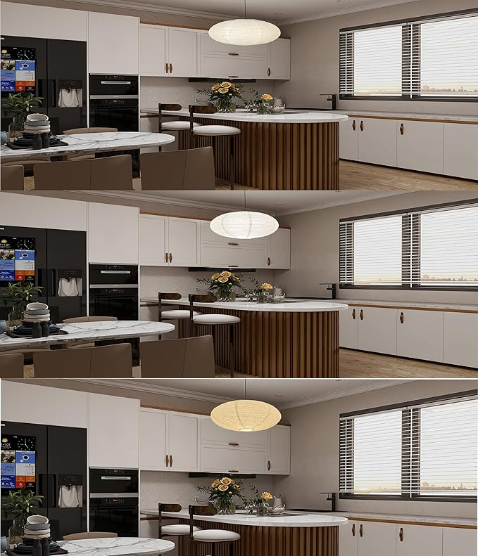 Hytsoeee(19.69Inch) Handmade Paper Lamp Shade, Creamy White Oval Hanging Lantern Lampshade,Modern Folding Ceiling Light Cover for Bedroom, Living Room, Dining Room, Corridor