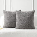 FUTEI Dark Grey Throw Pillow Covers 18x18 Inch Set of 2,Furry Faux Fur Teddy Boucle Textured Cushion Covers,Soft Fluffy Decorative Pillow Case,Home Decor for Couch Bed Living Room Office Car