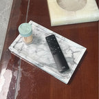Natural White Marble Vanity Tray, 9.8"x5.9" Genuine Marble Stone Tray for Bathroom/Kitchen/Dresser (Arabescato)