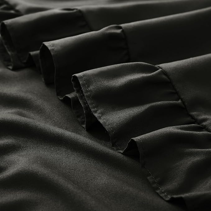 KKJIAF Ruffle Pillow Cases King Size Set of 2, Ruffled Pillow Covers with Envelope Closure, Wrinkle Resistant Pillowcases 20" x 36", Ruffled Pillow Shams, Black