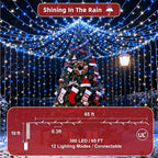 300 LED Outdoor Christmas Lights 75ft, 12 Lighting Modes Indoor String Lights Dimmable & Timer Memory, Outsite Waterproof Tree Lights for Xmas Garden Wedding Party Holiday Decorations Blue & White