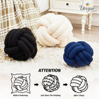 Uvvyui Knot Pillow Ball, Soft Home Decorative Pillows, Round Throw Pillow, Handmade Knotted Plush Pillow, Round Boucle Pillow Cushion (8.6 Inches Black)