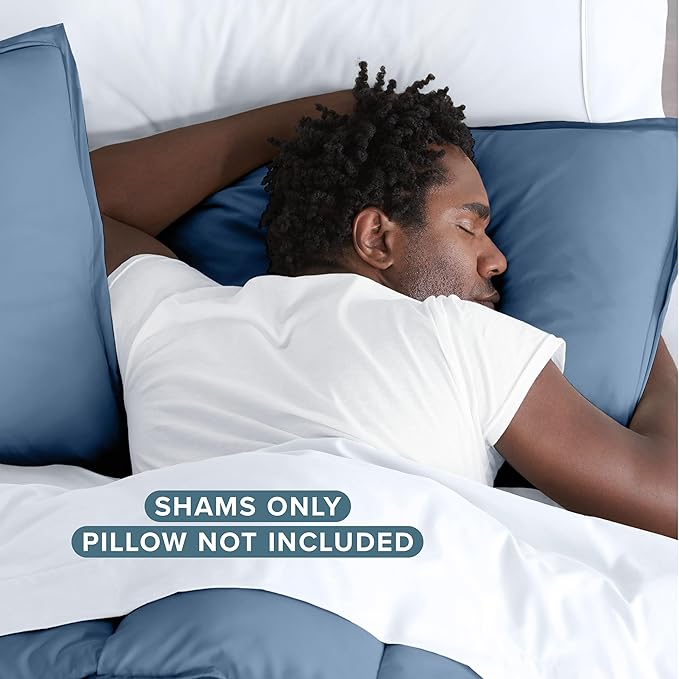Bare Home Standard Pillow Sham Covers - Set of 2 - Premium 1800 Ultra-Soft Microfiber - Double Brushed - Stain & Fade Resistant - Bed Pillow Shams - Pillows Not Included (Set of 2, Coronet Blue)