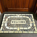 Door Mat Welcome Mat, Heavy Duty Door Mat 23.6 x 35.4 Inch Front Rug Doormat for Outdoor Entrance Home Non-Slip Rubber Rug for Front Door, Outside, Entryway, Patio (Yellow Welcome)