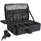 gzcz Travel Makeup Bag,Professional Cosmetic Bags for Women,Portable Makeup Brush Case Organizer Storage with Adjustable Dividers and Shoulder Strap (Medium)