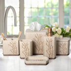 Decozen Bathroom Accessories Set – Soap Dispenser, Toothbrush Holder, Tumbler, Soap Dish, Cotton Swab Jar & Toilet Brush – Modern Bathroom Decor Set 6-Pcs (Kent)
