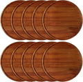 Rtteri 10 Pieces Acacia Round Wood Plates 14 x 0.6 Inch Dinner Plates Wooden Charger Platter Bulk Easy Cleaning Lightweight Serving Tray for Dishes Snack Dessert