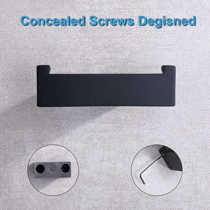 TASTOS Bathroom Hooks Matte Black, SUS304 Stainless Steel Bath Towel Hook Robe Coat Double Hook Holder, 2Pack