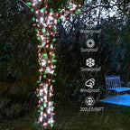 QITONG 4 Pack Red and Green Solar Christmas Lights, Each 33ft 100 LED Fairy Lights Outdoor Waterproof, 8 Modes Mini Twinkle String Lights for Outside