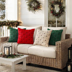 MIULEE Christmas Tree Decorative Pillow Covers Faux Fur Wool Throw Pillows Soft Plush Cushion Covers Set of 2 Xmas Home Decor Winter Holiday for Sofa Couch Livingroom Bed 18x18 Inch Red