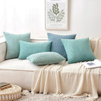 MIULEE Pack of 2 Decorative Throw Pillow Covers 18x18 Inch Soft Boho Striped Textured Corduroy Pillow Covers Modern Farmhouse Home Decor for Couch Bed Sofa Living Room Turquoise