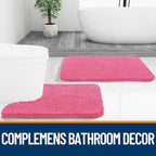 OLANLY Bathroom Rugs 36x24, Extra Soft Absorbent Chenille Bath Rugs, Rubber Backing Quick Dry, Machine Washable Bath Mats for Bathroom Floor, Tub and Shower, Home Decor Accessories, Hot Pink