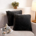 XeGe Cozy Faux Fur Throw Pillow Covers, Zippered Fluffy Cushion Covers, Shaggy Fuzzy Decorative Pillow Covers, Plush Furry Pillowcases Pack of 2 for Sofa Couch Home Decor (18''x18'', Dark Gray)