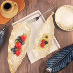 Serving Platter Olives Plate Set of 2, Large Serving Tray for Entertaining, Porcelain Trays and Platters, Salad Appetizer Tray,Dishwasher & Microwave Safe, Gradient beige 17 Inch