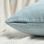 FUTEI Light Blue Chenille Decorative Throw Pillow Covers 12x20 Inch Set of 2,Soft Embossed Striped Textured Lumbar Pillow Cases,Modern Home Decor for Couch Bed Living Room
