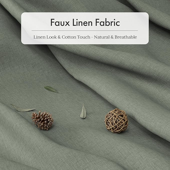 AmazerBath Boho Shower Curtains for Bathroom, Farmhouse Shower Curtain with Tassels, Sage Green Shower Curtain Set, Faux Linen Fabric Shower Curtain with 12 Hooks, Hotel Quality, 72x72 Inches