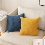 MIULEE Pack of 2 Pillow Covers Soft Soild Decorative Square Throw Pillow Covers Set Cushion Cases Pillowcases for Sofa Bedroom Car 18 x 18 Inch 45 x 45 Cm Mustard Yellow