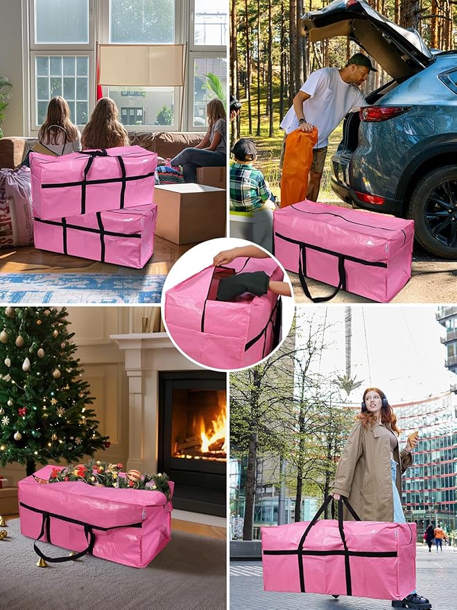 WORKPRO 66 Gallon Extra Large Moving Bags with Zippers, Carry Handles, Heavy-Duty, Water-Resistant Storage Totes for Moving & Space-Saving Organization, Pink