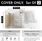 BlissBlush Off White Decorative Throw Pillow Covers 20X20, Set of 2, Boho Farmhouse Square Cushion Cover, Cozy Soft Accent Pillowcase for Couch Sofa Bed Living Room Home Décor
