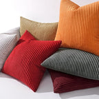 MIULEE Winter 24x24 Pillow Covers Set of 2 Soft Striped Christmas Corduroy Euro Pillow Shams for Couch Living Room Sofa Car 24 x 24 Inch Christmas Red