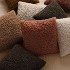 Foindtower Set of 2 Curly Teddy Wool Pillow Covers Decorative Boucle Textured Lumbar Throw Pillow Faux Fur Sherpa Pillowcases Sheepskin Fuzzy Cushion Case for Sofa Bedroom Car 12"x20" Dark Brown