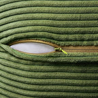 MIULEE Decorative Throw Pillow Covers for Couch Bed Livingroom 20x20 Inch Set of 2 Moss Green Boho Accent Throw Pllows Broadside Striped Patchwork Soft Corduroy Summer Pillowcases